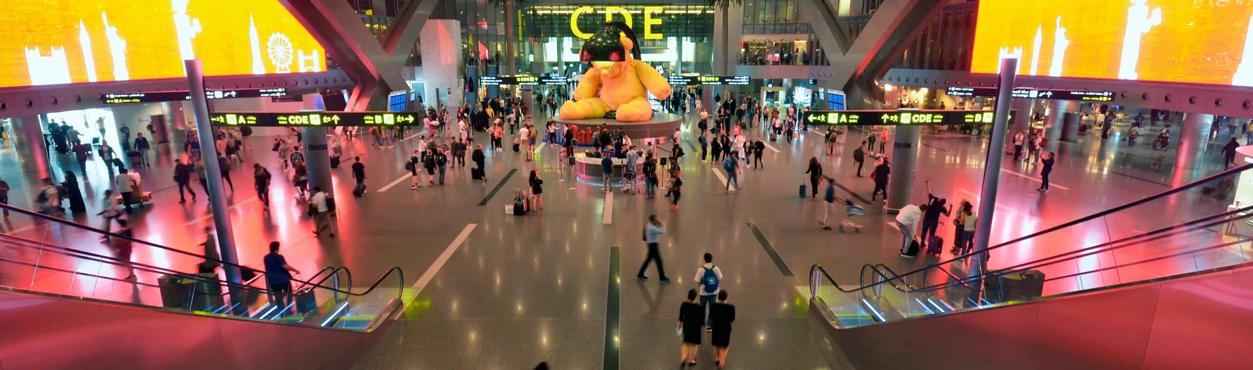 Doha-International-Airport_MOBATIME Image of Doha International Airport, equipped with MOBATIME's synchronised time systems, as an example of references.
