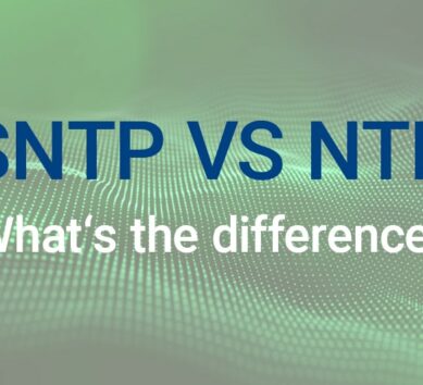 Graphic comparison between SNTP and NTP protocols showing key differences and use cases in network timing.