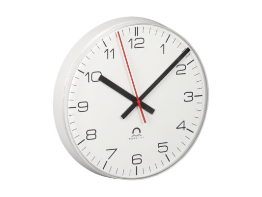 Mobatime eco-3 indoor analogue clock side view white housing