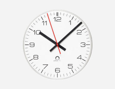 Mobatime ECO indoor analogue clock white housing front view