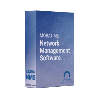 Render 3D de un paquete de software etiquetado como MOBATIME Network Management Software