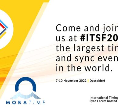 Bannière affichant le parrainage de MOBATIME à l'International Timing & Sync Forum (ITSF)
