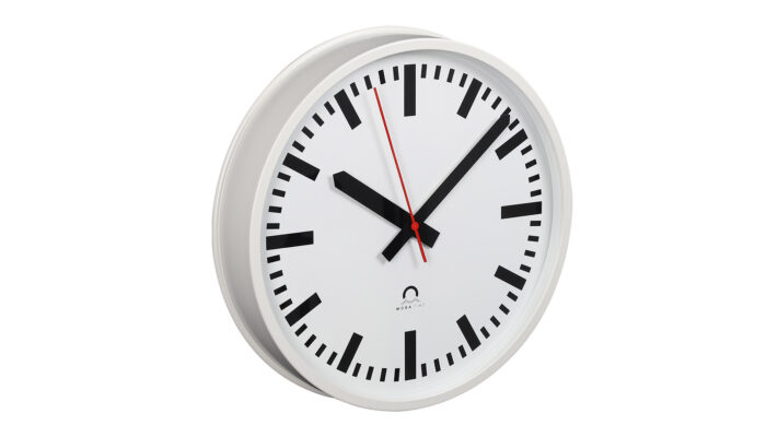 Mobatime flexoutdoor-3 outdoor analogue clock metallic case (Aluminum), side view