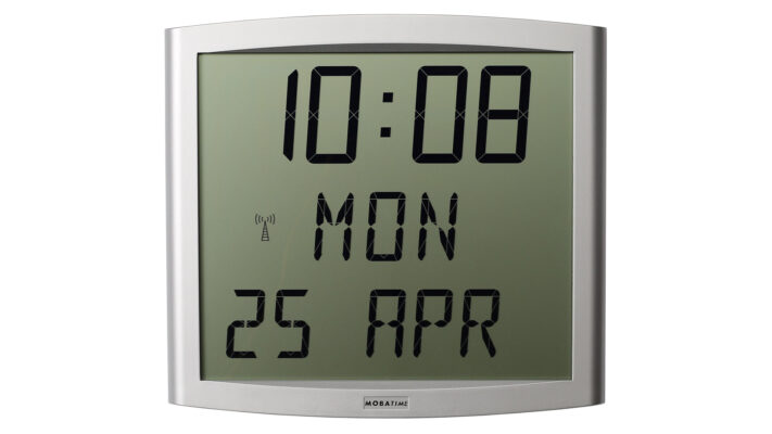 Mobatime CRISTALDATE_front indoor digital clock time date weekdays temperature