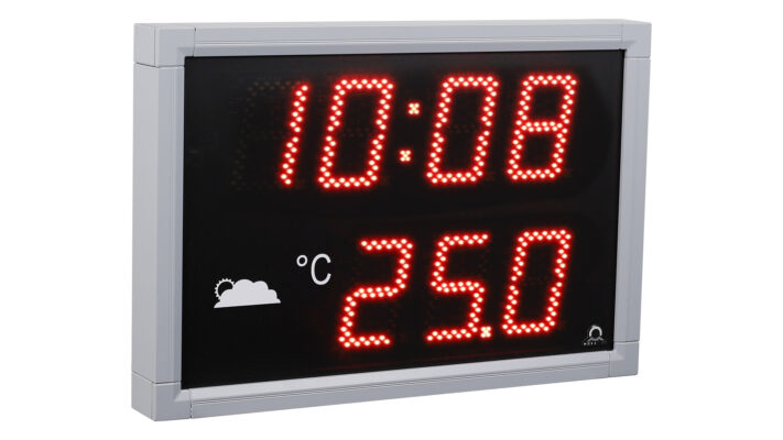 Mobatime DT100-4-3 outdoor digital clock time temperature Black powder coated aluminium