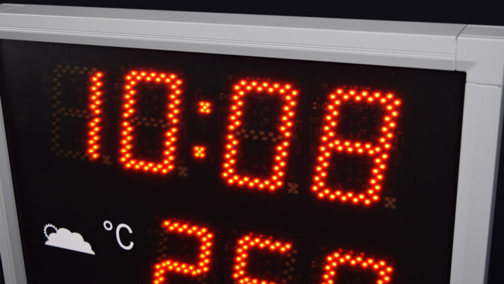 Mobatime DT100-4-5 outdoor digital clock temperature time black powder coated aluminium
