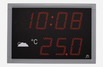 Mobatime DT Series outdoor digital clock Black powder coated aluminium housing Time temperature