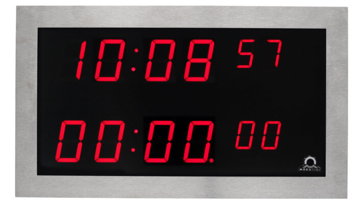 Mobatime SLH-DC57-1 indoor digital clock stainless steel housing time stopwatch 