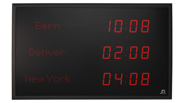 Mobatime TZI-57-1 indoor digital clock location name front view