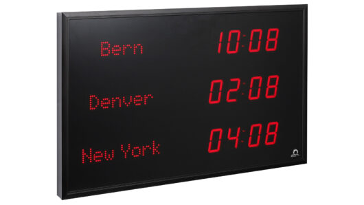 Mobatime TZI-57-3 indoor digital clock time location name side view