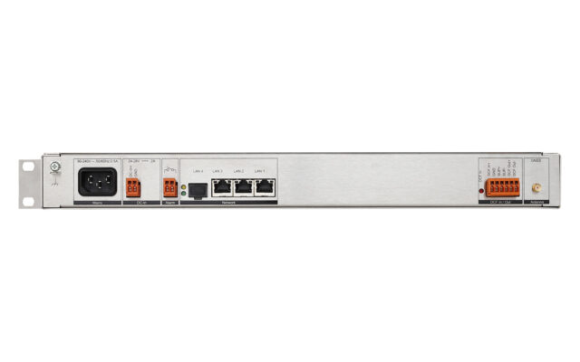 Mobatime DTS 4150 timer server  back view, PTP NTP SyncE DCF