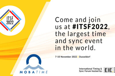 Banner displaying MOBATIME's sponsorship at the International Timing & Sync Forum (ITSF)