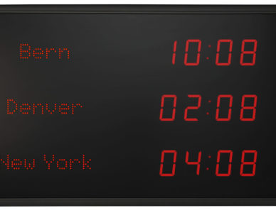 Frontal image of the MOBATIME TZI.57 digital clock