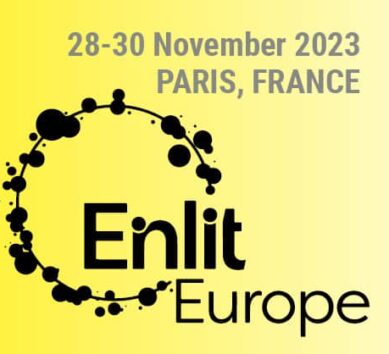 Enlit logo on yellow background with date of the exhibition